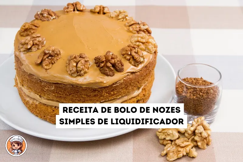 Receita de bolo de nozes simples de liquidificador